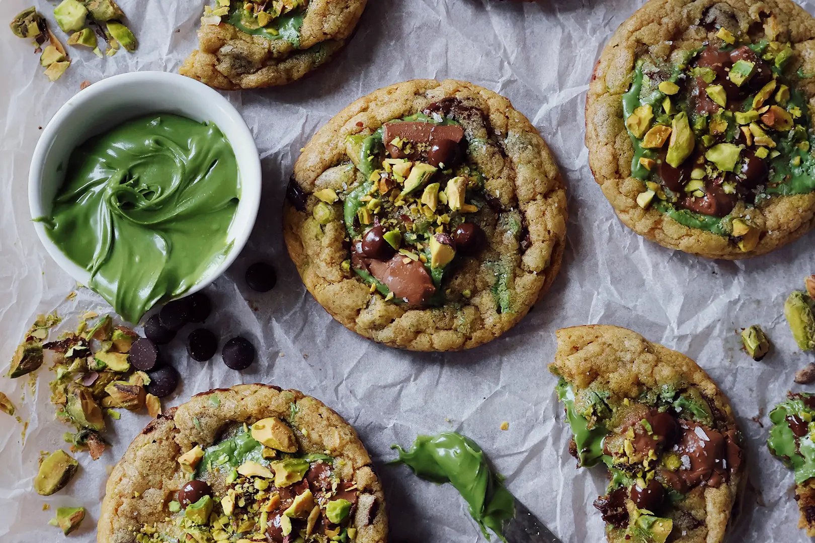 Cookies med pistage & choklad